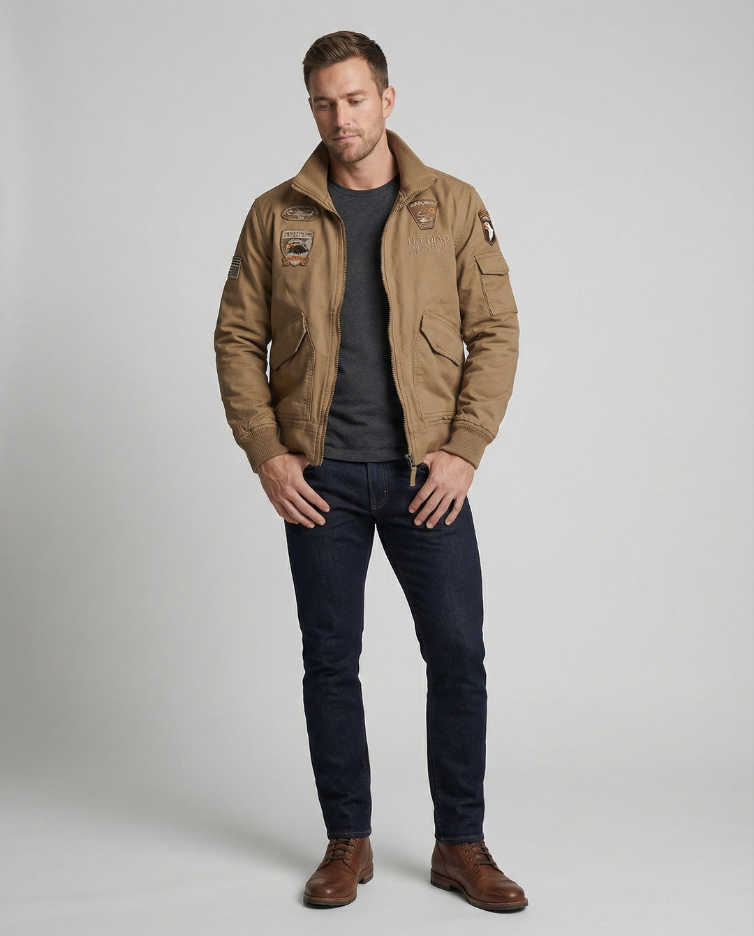 Herren Bomberjacke Militär Stil