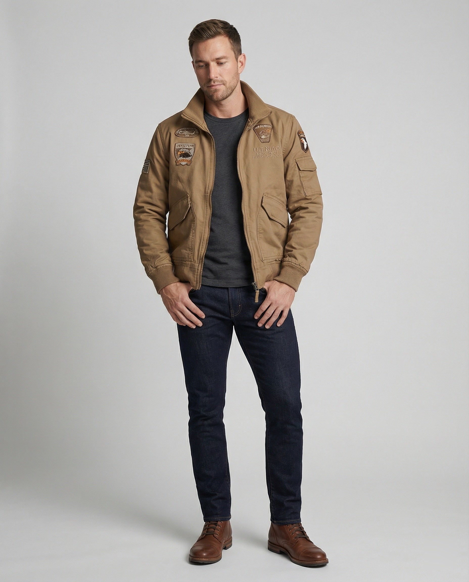 Herren Bomberjacke Militär Stil