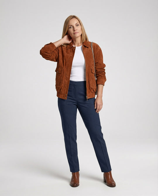 Freizeitkleidung Damen Veloursjacke Weit