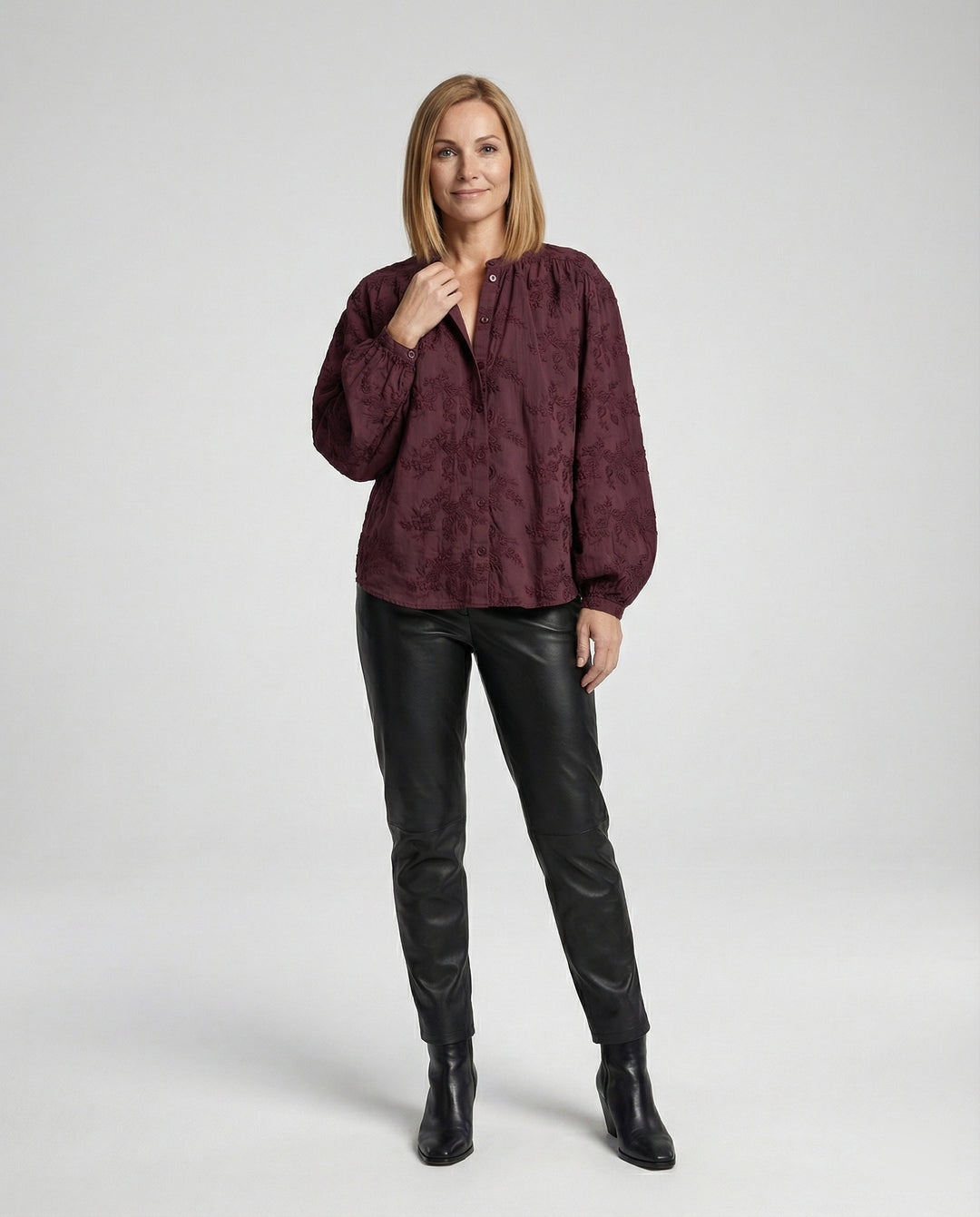 Bluse Damen Baumwolle Bestickt