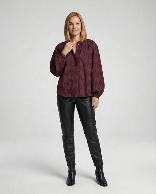 Bluse Damen Baumwolle Bestickt