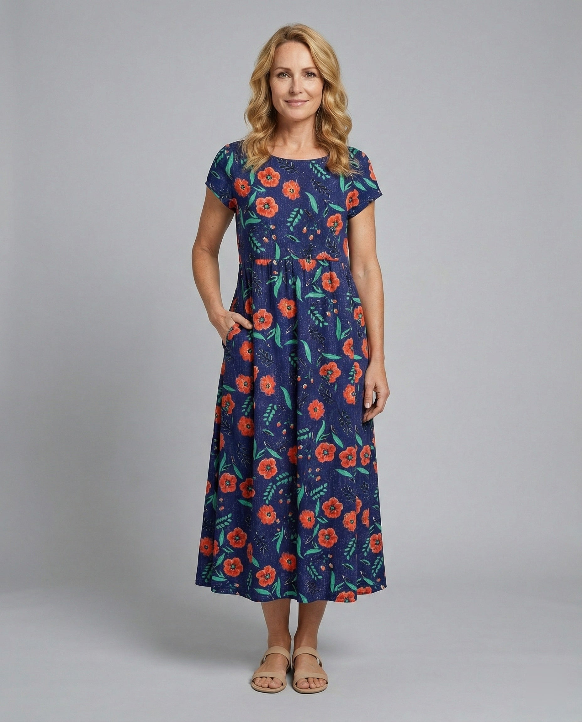 Damen Maxikleid Patchwork A-Linie