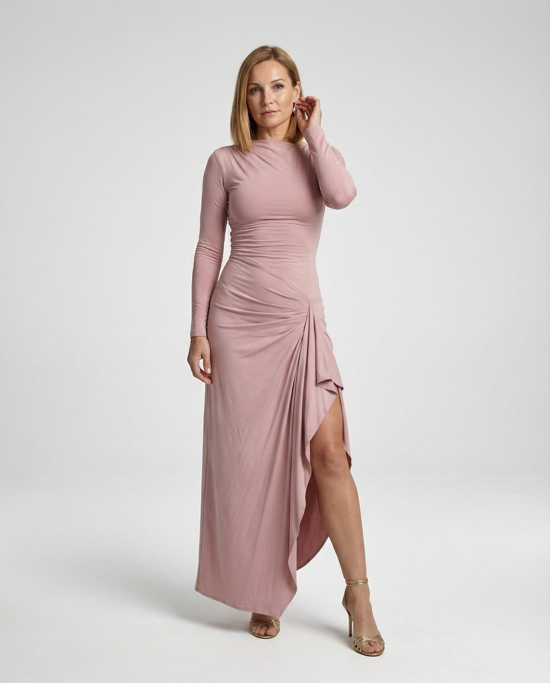 Damen Wickel-Abendkleid lang mit Schlitz