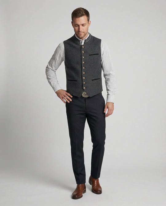 R&B - Elegante Herren Trachtenweste Grau Traditionell