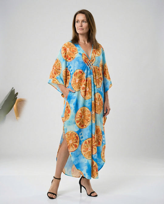 Damen Maxikleid Kaftan Sommer