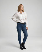Damen Hemdbluse Herz Print leicht