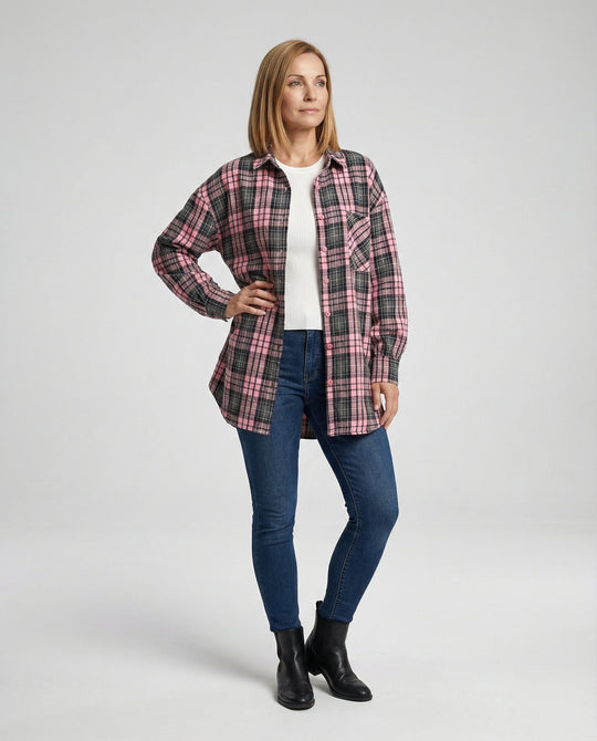 Damen Hemdjacke Flanell lang