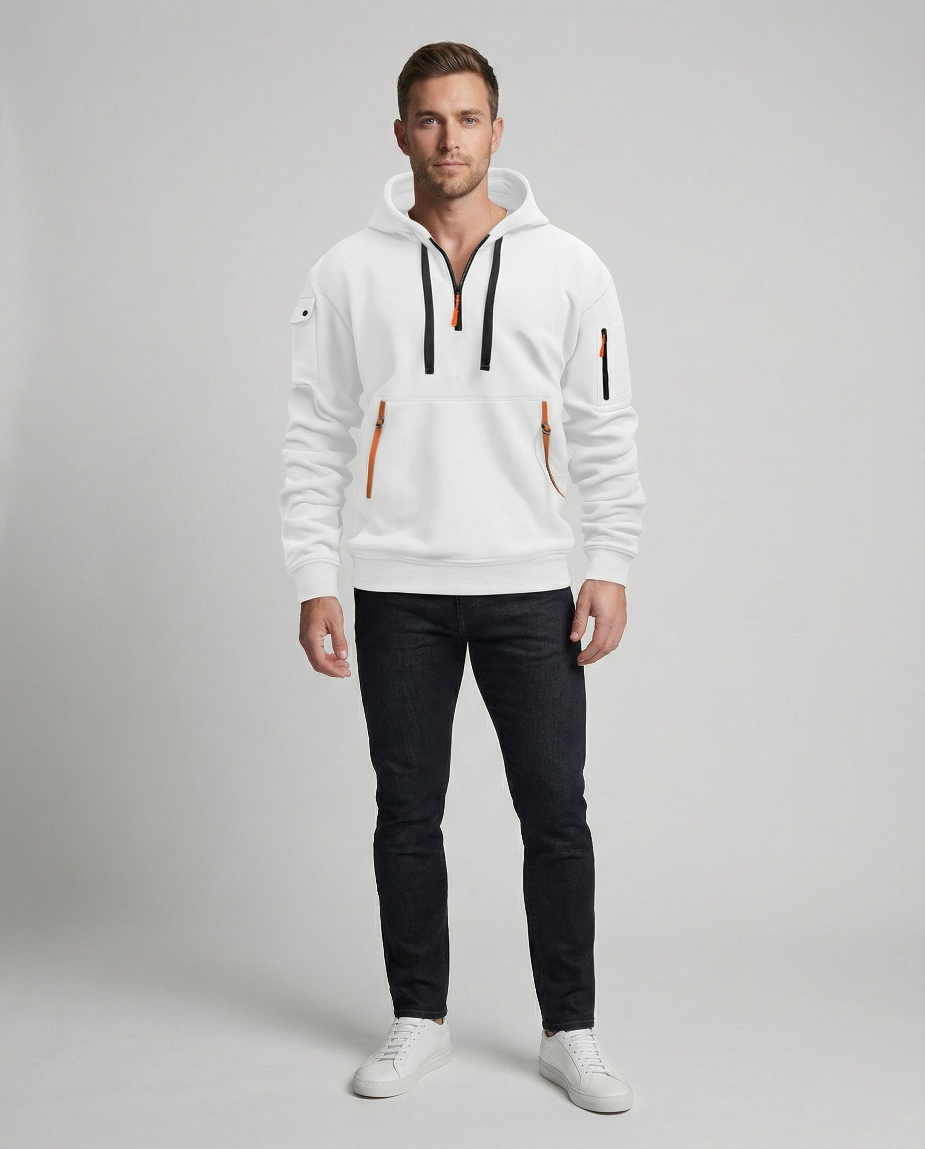 R&B | Stylischer Alltags-Herren-Hoodie mit Halb-Zip-Design