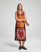 Damen Midikleid Ethno Print