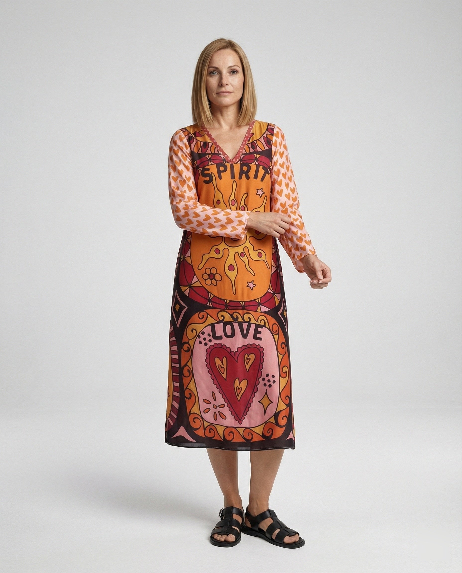 Damen Midikleid Ethno Print