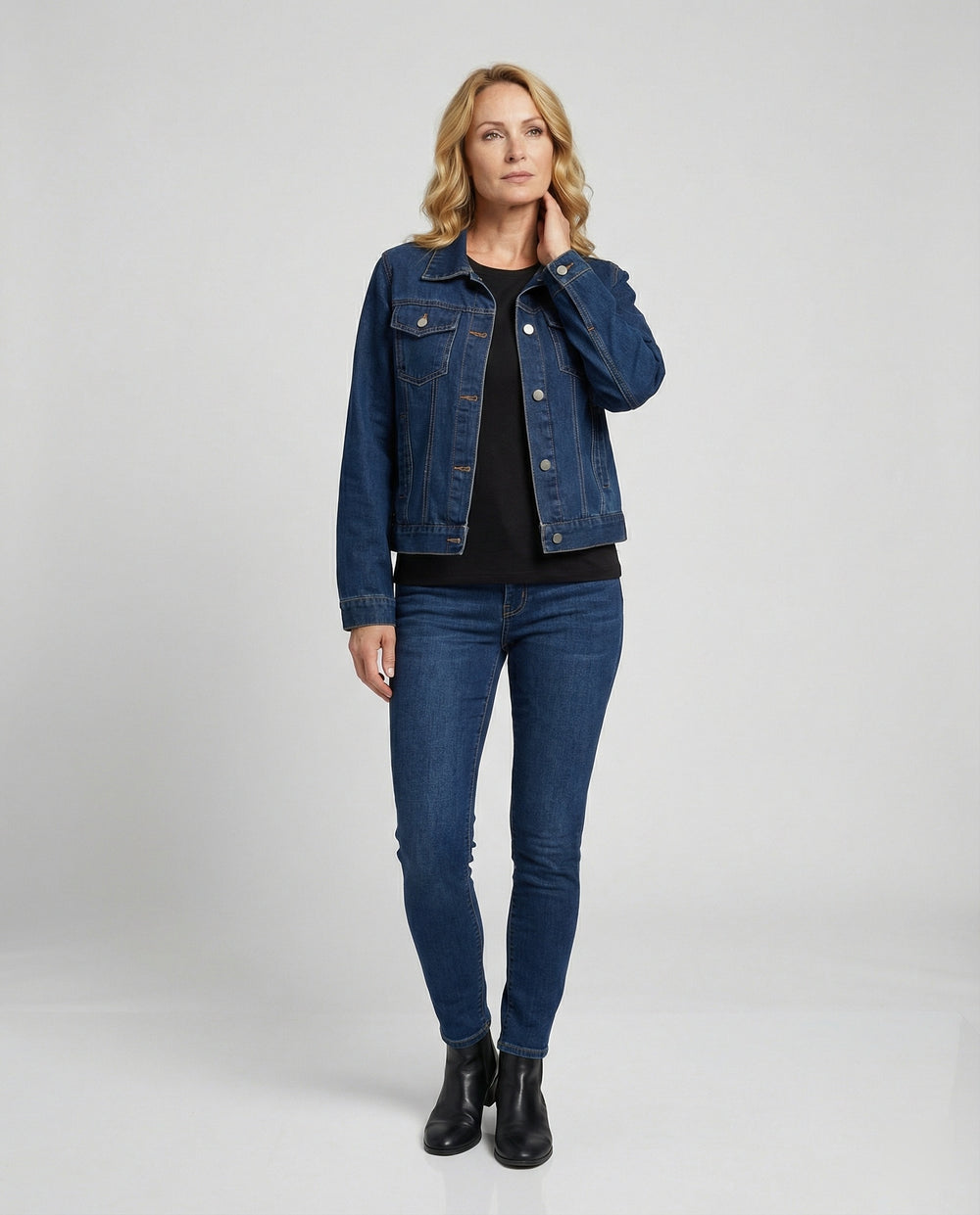 Damen Jeansjacke Damen kurz mit Taschen