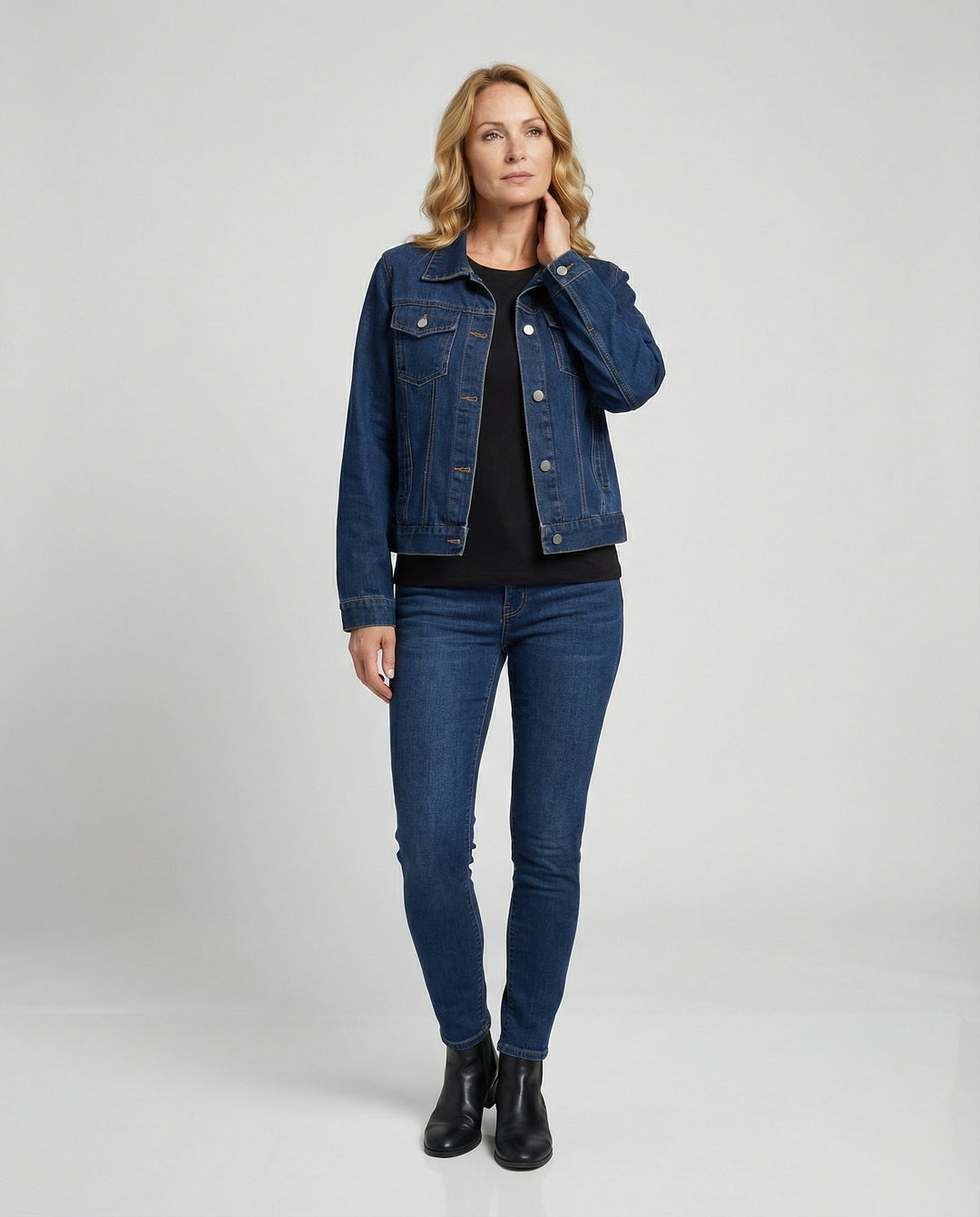 Damen Jeansjacke Damen kurz mit Taschen