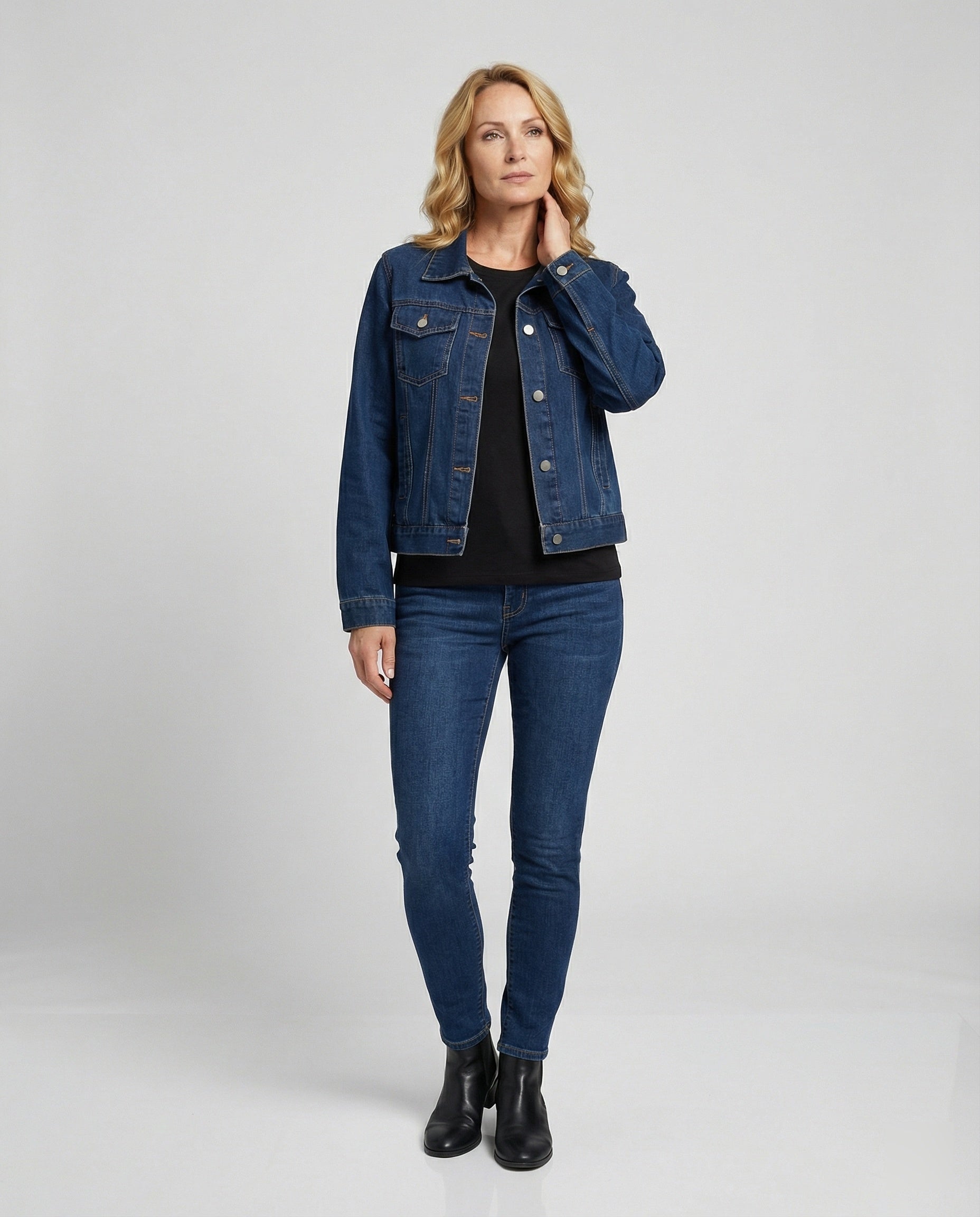 Damen Jeansjacke Damen kurz mit Taschen