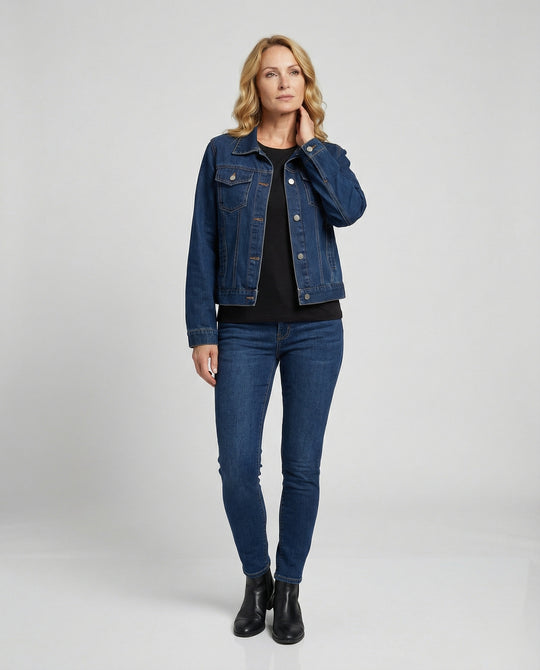 Damen Jeansjacke Damen kurz mit Taschen