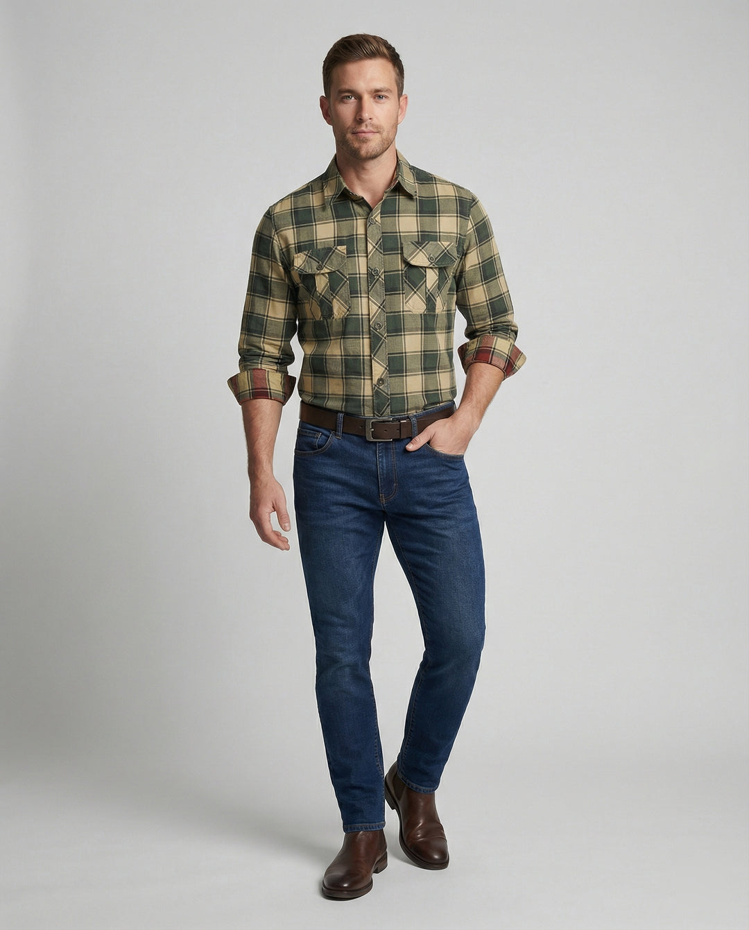 Herren Langarmhemd Herren Flanell