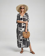 Damen Strandkleid Kimono mit Gürtel