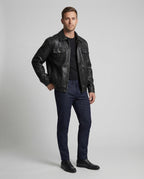 Herren Kunstleder Hemdjacke