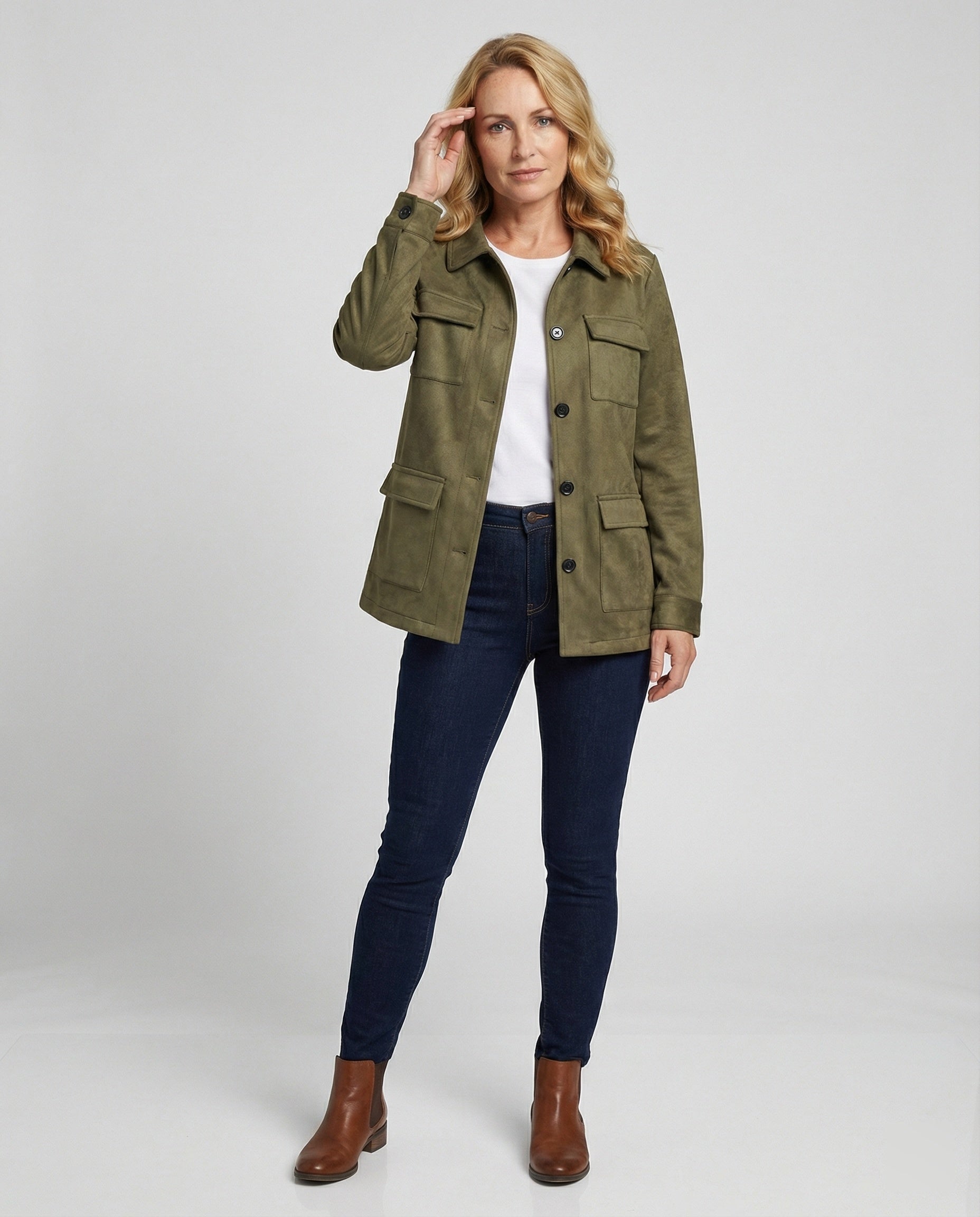 Damen Utility-Jacke aus Veloursleder