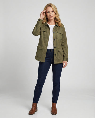 Damen Utility-Jacke aus Veloursleder