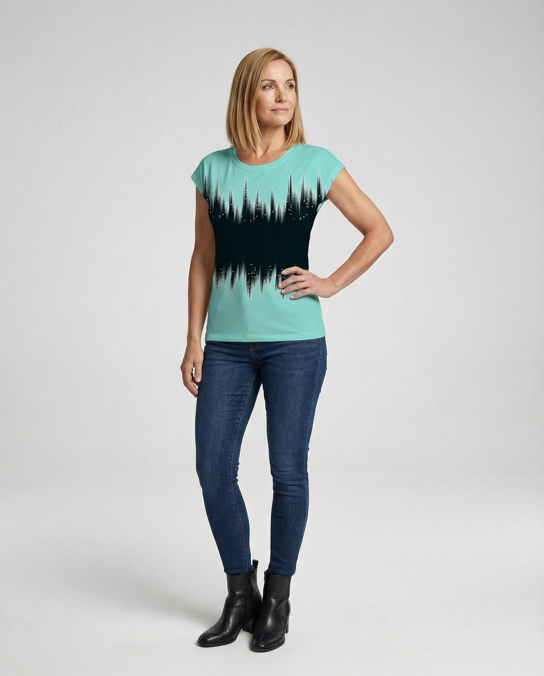 Aquarell Sommerbluse Damen Asymmetrisch