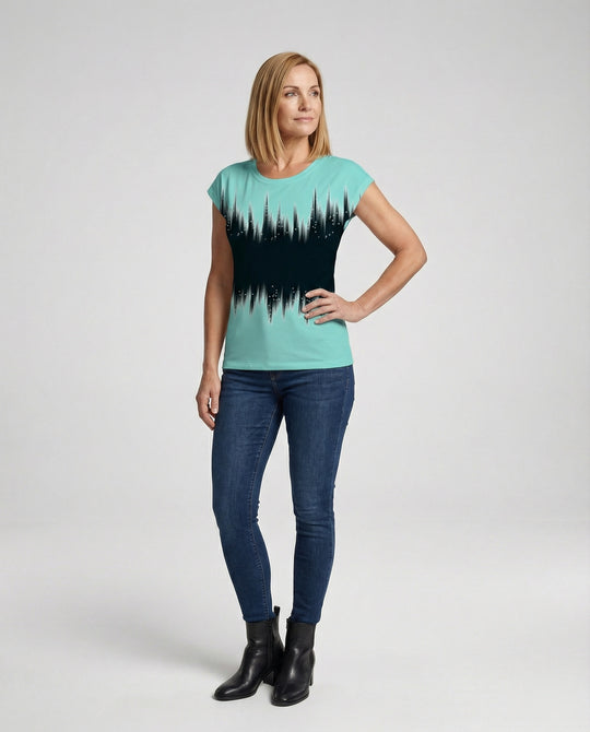 Aquarell Sommerbluse Damen Asymmetrisch