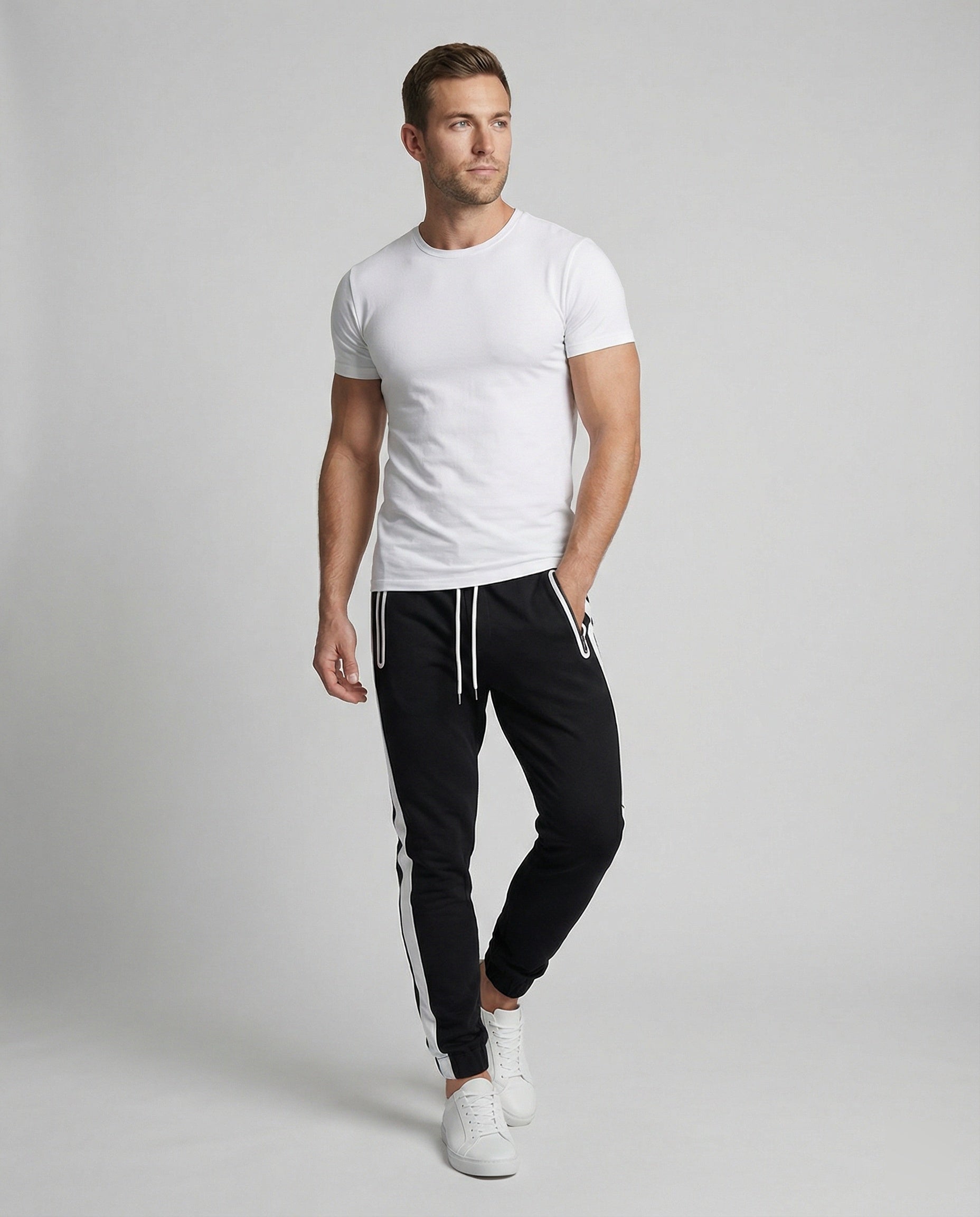 Herren sportliche Jogginghose mit innovativen Seitentaschen R&B