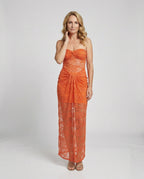 Trägerloses Spitzen Abendkleid Maxi Damen