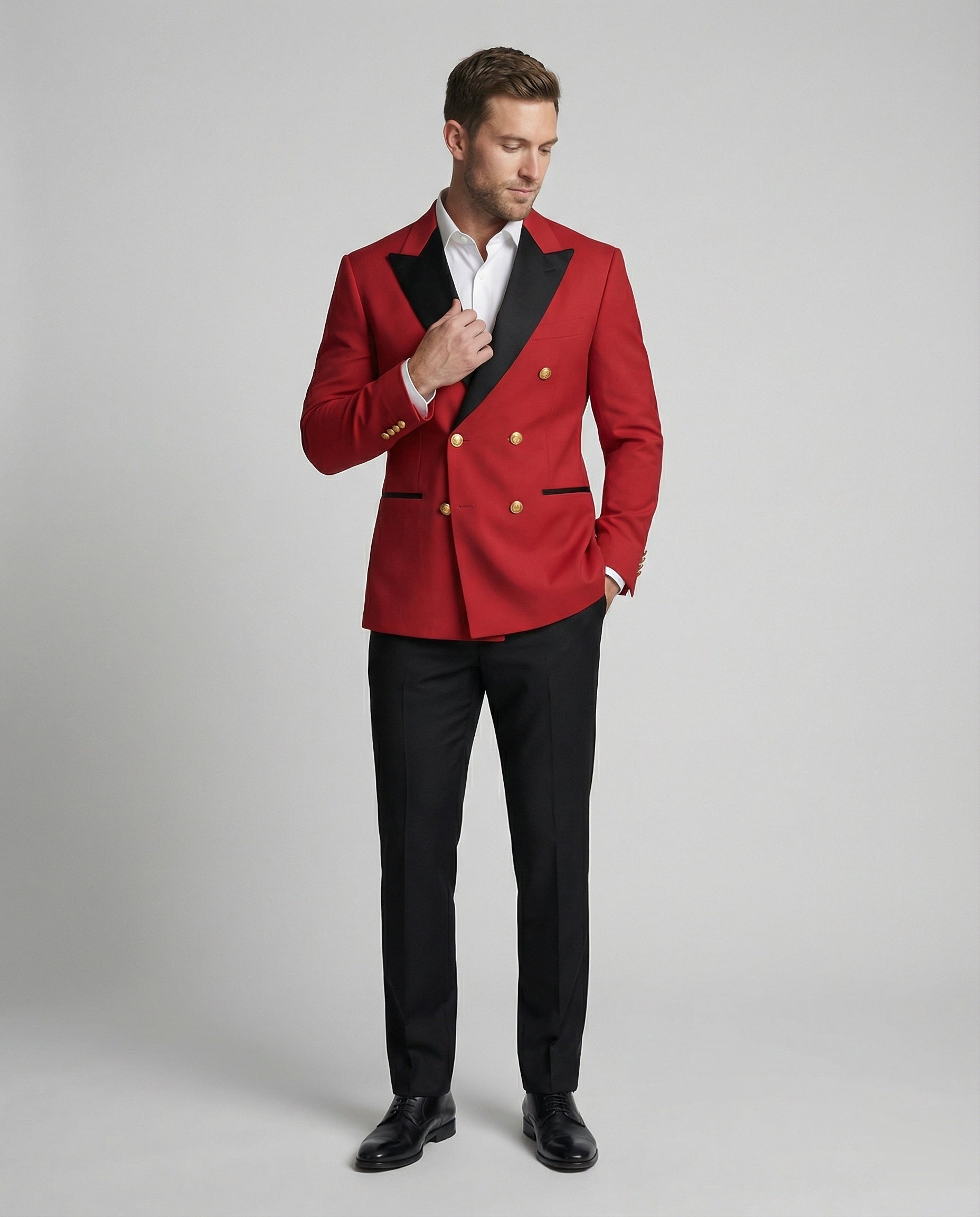 Herren Doppelreiher Blazer – eleganter Blazer für Herren mit goldenen Knöpfen