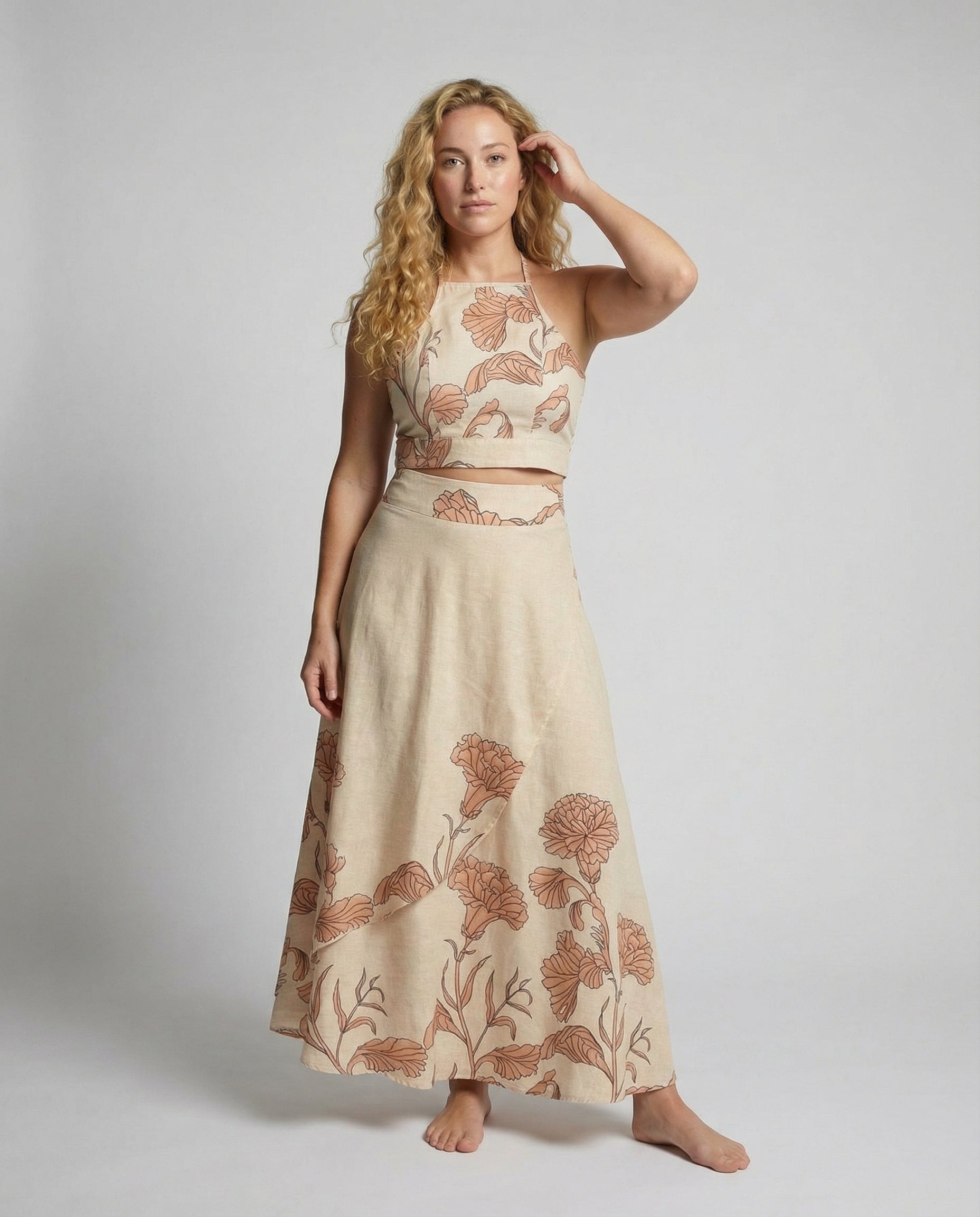 Elegantes Damen Oberteil- und Maxi-Rock-Set für Alltag & Festlichkeiten | R&B