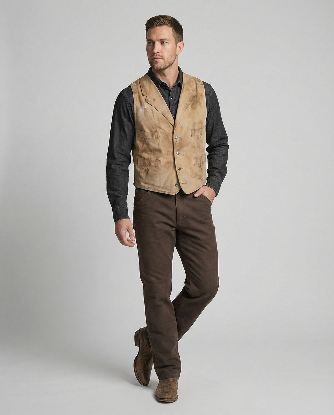 Herren Bikerjacke Lederweste