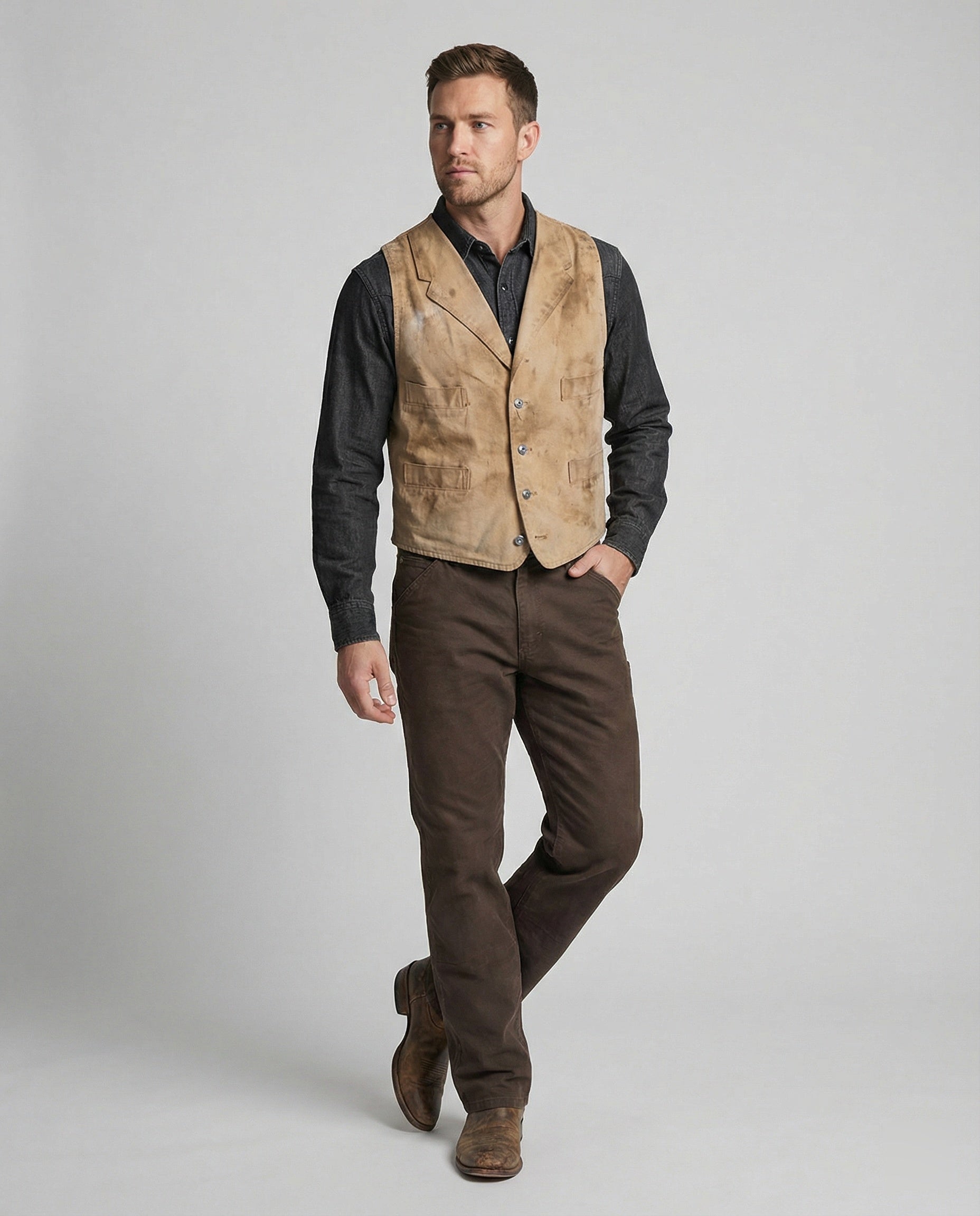 Herren Bikerjacke Lederweste