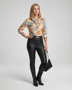 Hemdbluse Seidenoptik Damen Floral