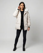 Steppjacke Damen Winter mit abnehmbarem Kunstpelzkragen