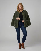 R&B | Damen Warme Winterjacken - Lässige Langarm Button-up Fleecejacke aus Sherpa