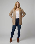 R&B | Strickjacke Weiches Strickmaterial Lockere Passform Offene Vorderseite Taschen Lange Ärmel