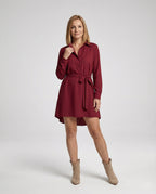 Hemdblusen Minikleid Mit Bindegürtel Damen