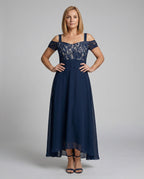 Damen Abendkleid Spitze Chiffon lang