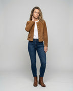 Damen Wildlederjacke mit goldenen Knöpfen