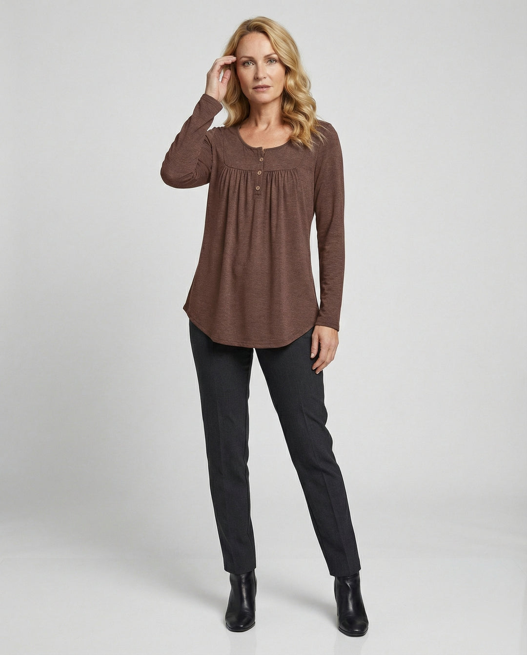 Damen Tunika Damen Langarm Henley