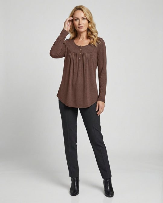 Damen Tunika Damen Langarm Henley