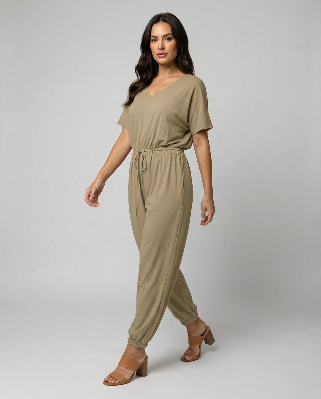 Damen Leichter Jumpsuit mit lockerer Passform und variabler Taille R&B