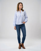 Bestickte Bluse Damen mit Ballonärmeln