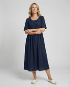 Freizeitkleid Damen Midikleid Leinenoptik