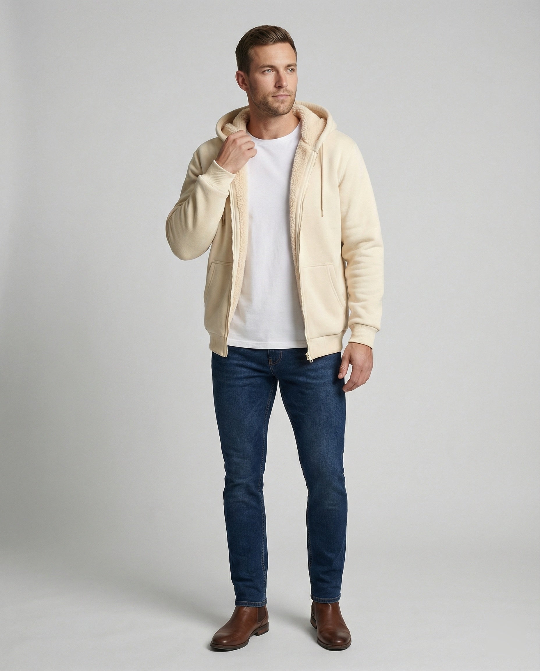 R&B | Warmer Fleecegefütterter Winterhoodie für Herren