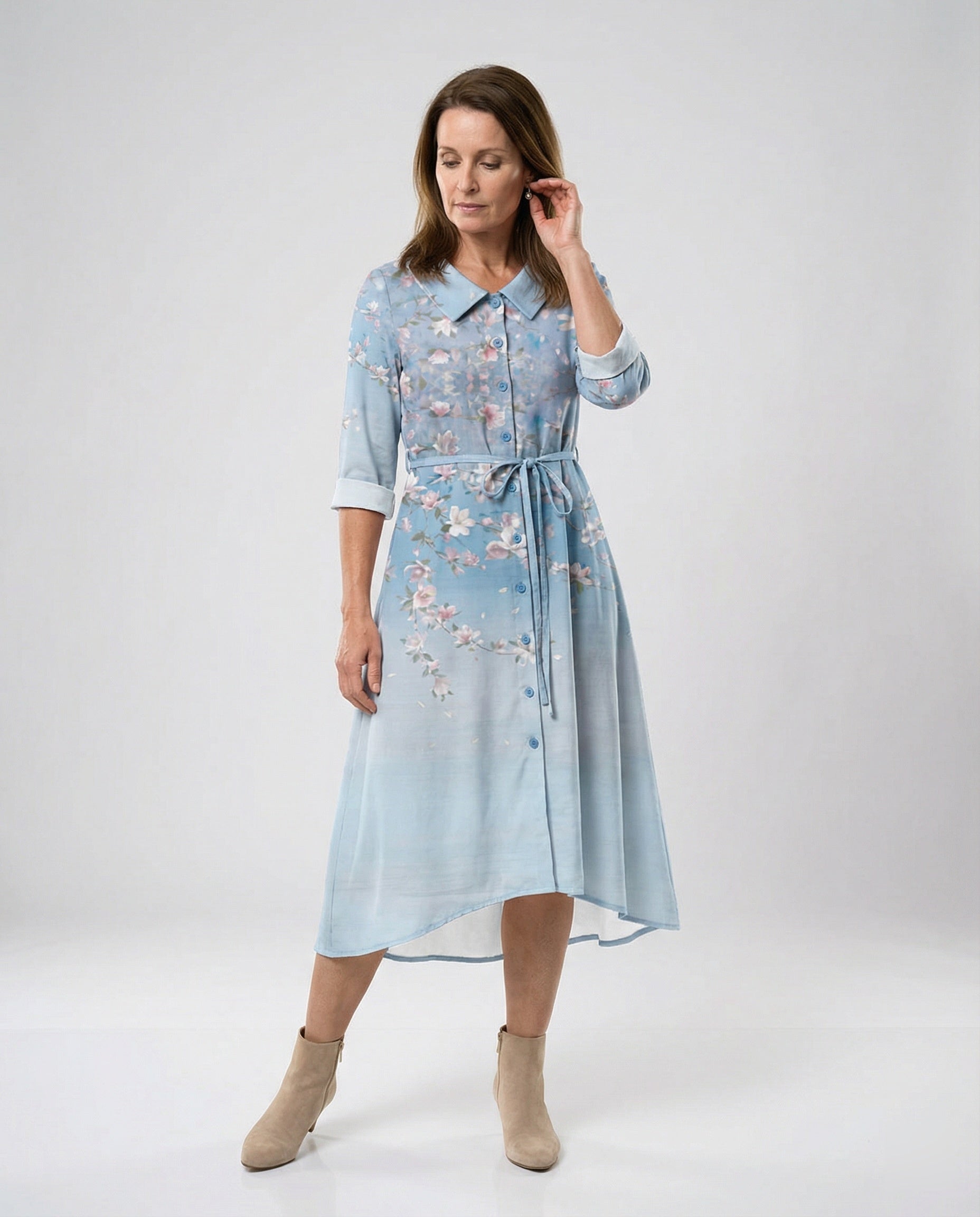 Maxikleid Damen Floral Leinenmix