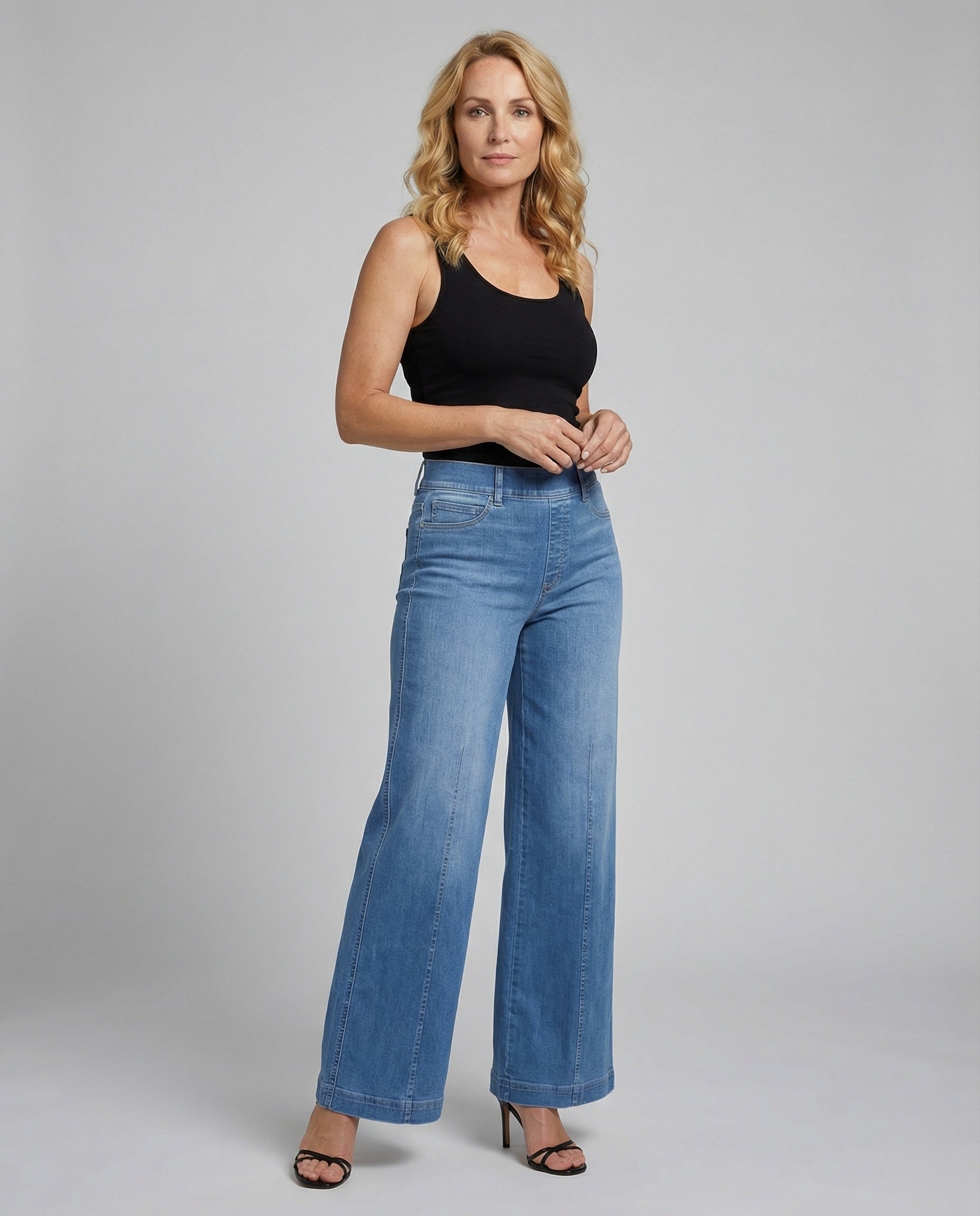 Damen Palazzo Jeans High Waist