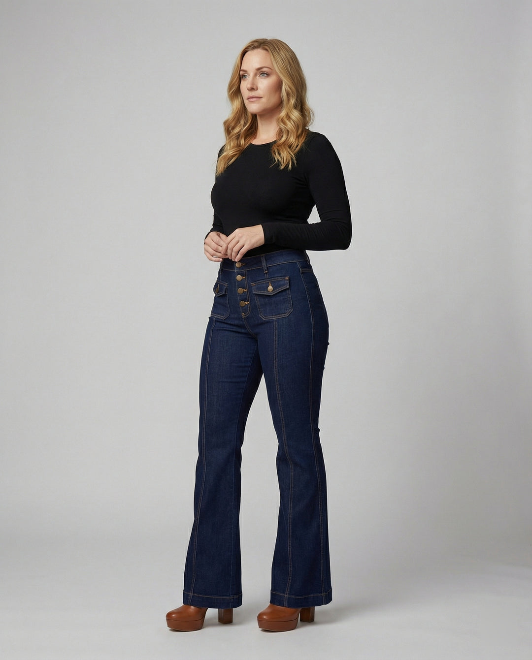 Damen High-Waist Schlagjeans R&B