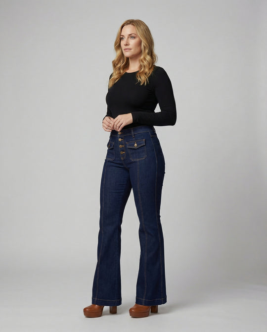 Damen High-Waist Schlagjeans R&B