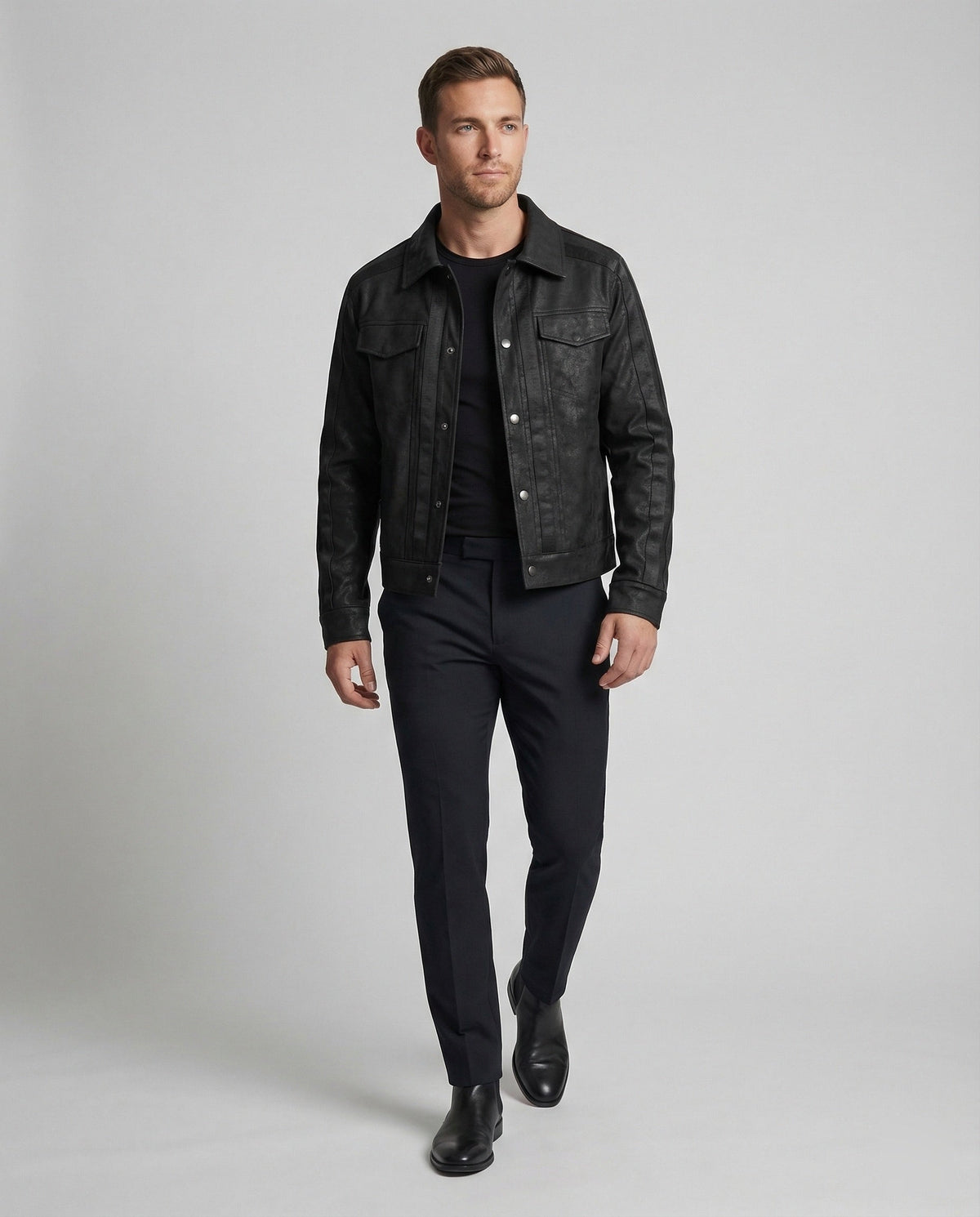 Herren Biker Lederjacke Kurz