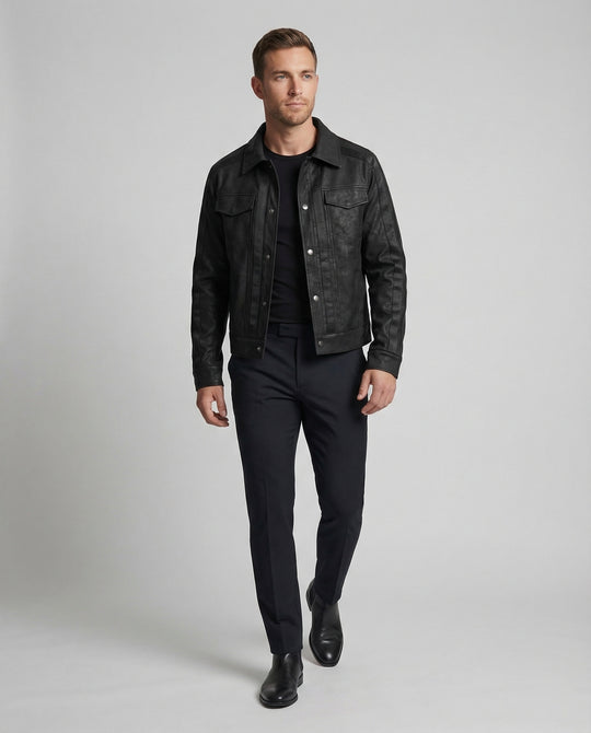 Herren Biker Lederjacke Kurz